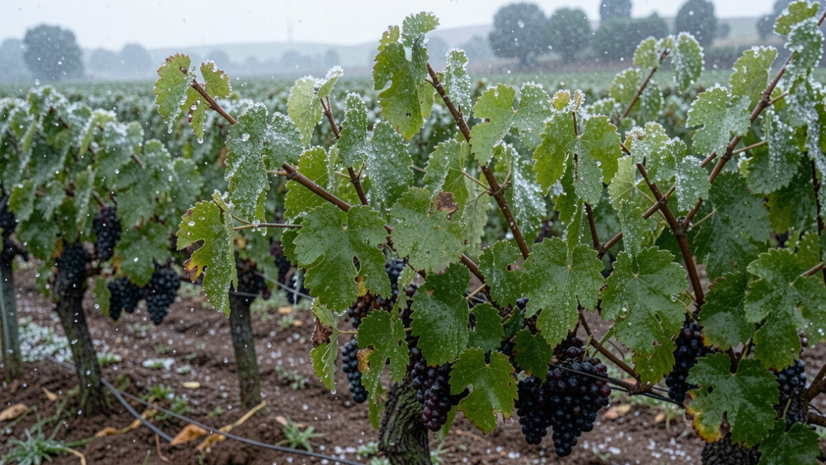 Viñedo afectado por granizo