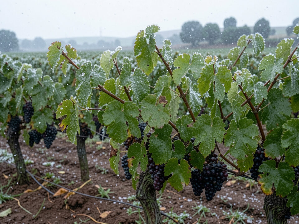 Viñedo afectado por granizo